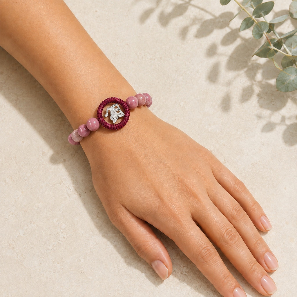 Limited Edition Rhodonite Zodiac Charm Bracelet