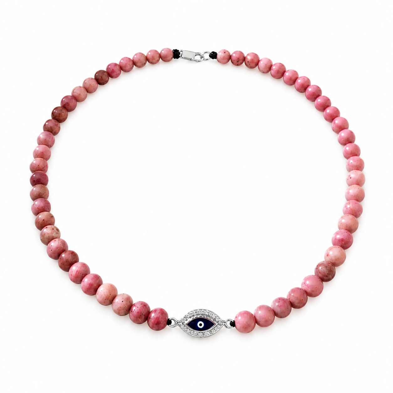 Pink Rhodonite Evil Eye Necklace